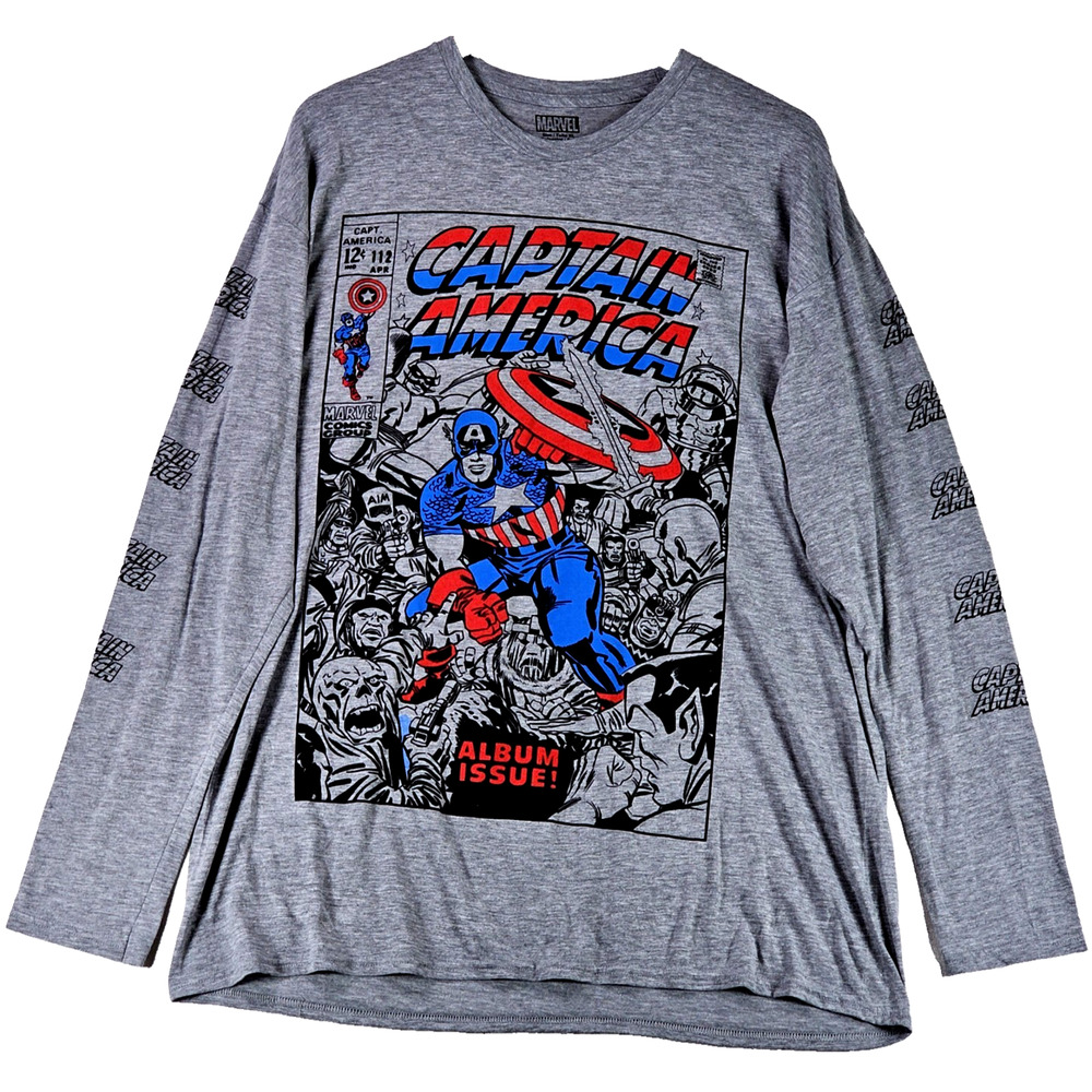 Captain America Marvel Comics Group Album Issue 112 Grey Long Sleeve Graphic XL